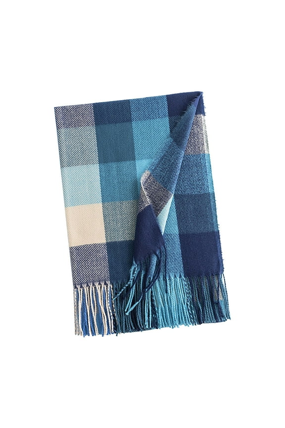 Women's Lightweight Long Winter Scarf Soft Drape Wrap Fashionable Neckwear Cozy Textured Weave Design Blue