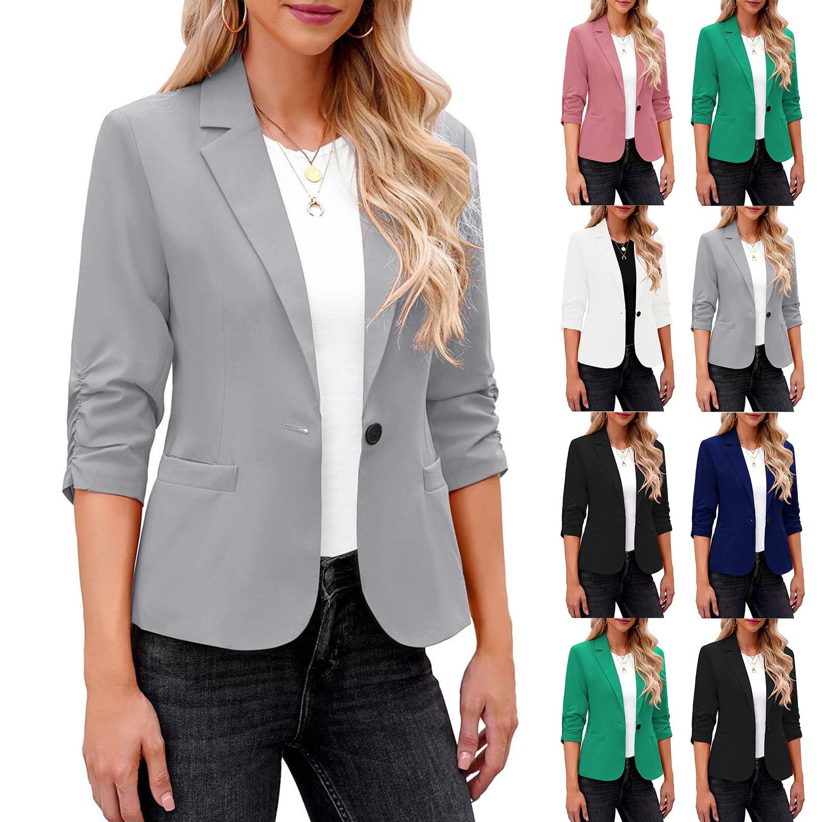 Work By Spring Formula ManxiVoo Women's Long Sleeve Blazer Open Front Business Casual ...
