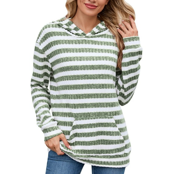 ManxiVoo Women's Long Sleeve Hooded Sweatshirt Sporty Pullover with Pockets Loose Fit Casual Streetwear XL Size Green