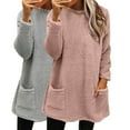 thumbnail image 1 of ManxiVoo Women's Long Sleeve Pullover Two Piece Set Winter Cozy Double Fabric With Functional Pockets Embossed Texture L Size Brown, 1 of 7