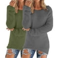 thumbnail image 1 of ManxiVoo Women's Loose Fuzzy Sweater Two Piece Set Long Sleeve Pullover Winter Cozy Jumper Top L Size, 1 of 6