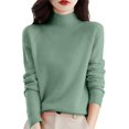 thumbnail image 1 of ManxiVoo Women's Loose Knit Sweater With Raglan Sleeves and Round Neck for Everyday Comfort Fall Winter Casual Pullover Soft Yarn Relaxed Fit S Size Light Green, 1 of 9