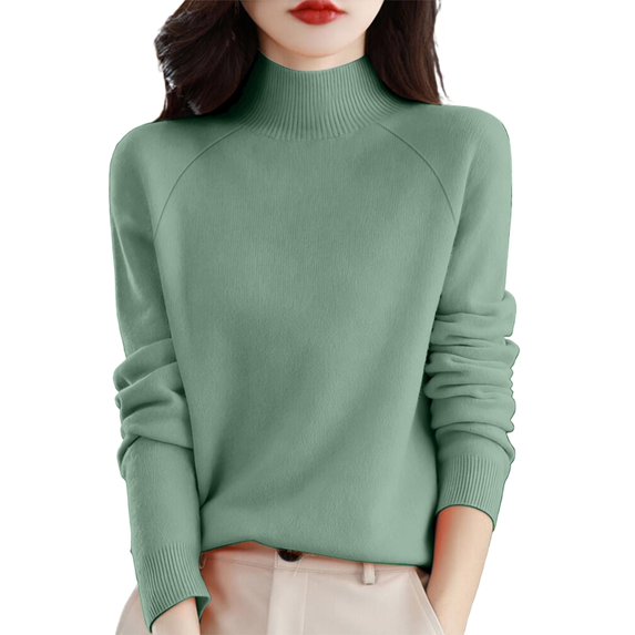 ManxiVoo Women's Loose Knit Sweater With Raglan Sleeves and Round Neck for Everyday Comfort Fall Winter Casual Pullover Soft Yarn Relaxed Fit S Size Light Green