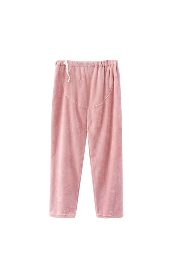 Women's Maternity Winter Pants Thickened Flannel with Velvet Lining Large Size Loose Fit Adjustable for Outdoor and Indoor Comfort L Size Pink