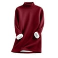 thumbnail image 1 of ManxiVoo Women's Mock Neck Thermal Lined Pullover Sweatshirt Cozy Winter Long Sleeve Casual Comfort Wear M Size Wine, 1 of 7