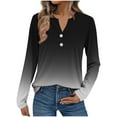 thumbnail image 1 of ManxiVoo Women's Ombre Long Sleeve Button Down Shirt Casual Comfort Fit Gradient Color Stylish Blouse Versatile Tops for Women L Size Black, 1 of 6