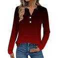 thumbnail image 1 of ManxiVoo Women's Ombre Long Sleeve Button Down Shirt Casual Comfort Fit Gradient Color Stylish Blouse Versatile Tops for Women XXL Size Wine, 1 of 6