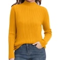 thumbnail image 1 of ManxiVoo Women's Ribbed Knit Turtleneck Sweater Long Sleeve Pullover Basic Chic Fall Winter Fashion Top XL Size Yellow, 1 of 6
