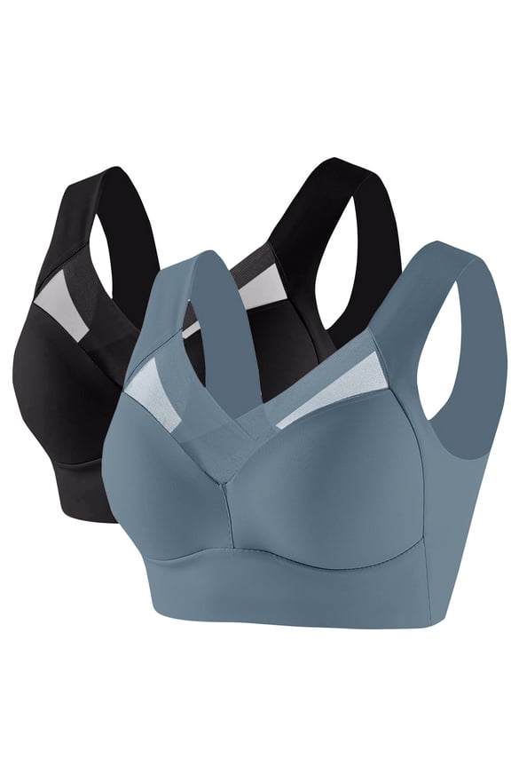 Women's Satin Support Sports Bra 2 Pack Wireless Comfort Fit for Mature Users Lifting Effect Wide Back Design XXL Size Camouflage
