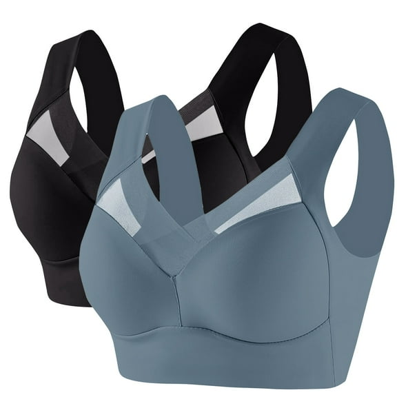 ManxiVoo Women's Satin Support Sports Bra 2 Pack Wireless Comfort Fit for Mature Users Lifting Effect Wide Back Design XXXL Size Camouflage