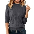 thumbnail image 1 of ManxiVoo Women's Short Sleeve Pullover Semi Turtleneck Knit Top Stretch Slim Fit Lightweight Sweater for Spring Summer Fall Layering Essential L Size Dark Gray, 1 of 4