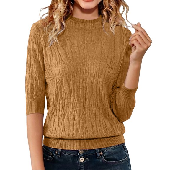ManxiVoo Women's Short Sleeve Pullover Semi Turtleneck Knit Top Stretch Slim Fit Lightweight Sweater for Spring Summer Fall Layering Essential S Size Khaki