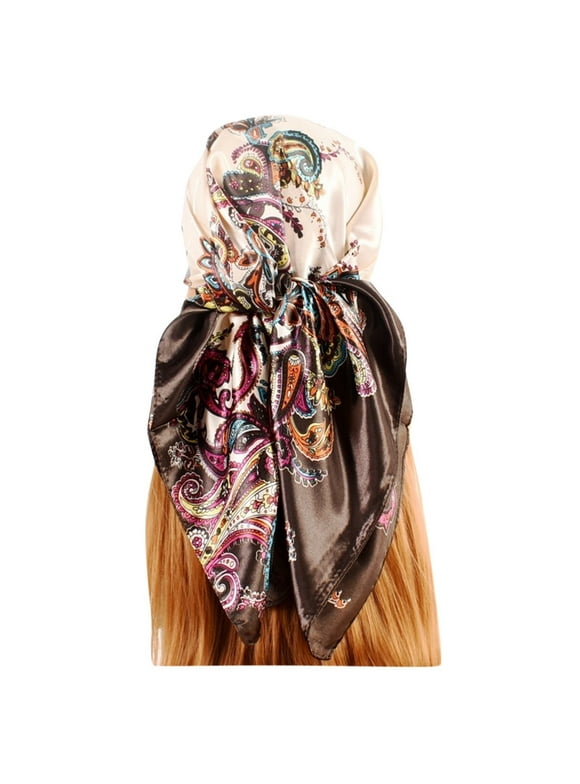Women's Silk Square Cashew Flower Prints Scarves