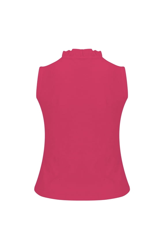 Women's Sleeveless Collar Shirt for Layering Slim Fit Blouse Versatile Inner Top to Wear Under Blazer for Work XXXL Size Red