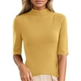 thumbnail image 1 of ManxiVoo Women's Slim Fit Sweater Half Neck Mid Sleeve Base Layer Top For Comfortable Layering And Everyday Fashion M Size Yellow, 1 of 9
