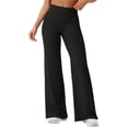 thumbnail image 1 of ManxiVoo Women's Slim Fit Wide Leg Yoga Trousers for Sports and Fitness Comfortable Hip Slimming Active Wear Pants L Size Black, 1 of 9