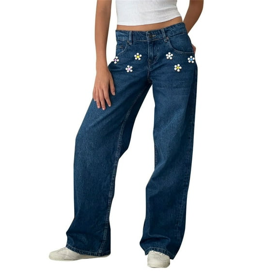 ManxiVoo Women's Slimming High Waisted Wide Leg Jeans Loose Fit Casual Denim Pants for Fashionable Comfort and Everyday Wear M Size Blue