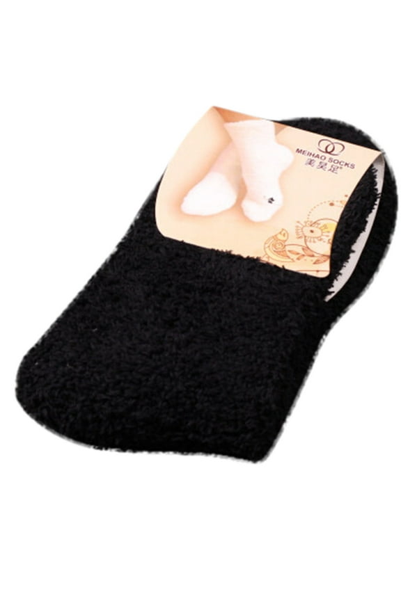 Women's Soft Fluffy Bed Socks for Indoor Comfort Warm Winter Floor Footwear Cozy Home Use and Relaxation One Size Size Black