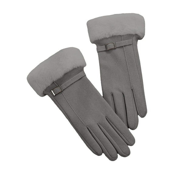 ManxiVoo Women's Suede Gloves With Cuffs Are Soft Warm And Feature Touchscreen Lining For Easy Phone Use During Winter Seasons Grey