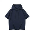 thumbnail image 1 of ManxiVoo Women's Summer Athletic Short Sleeve Hooded Pullover Sportswear Moisture Wicking Outdoor Fitness Top M Size Navy, 1 of 6