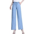 thumbnail image 1 of ManxiVoo Women's Tencel Blend Wide Leg Jeans High Rise Stretch Comfort Straight Fit Lightweight Denim Trousers S Size Light Blue, 1 of 7