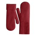 thumbnail image 1 of ManxiVoo Women's Thermal Double Layer Knit Gloves Warm Lined for Skiing Outdoor Cycling and Winter Activities Red, 1 of 5