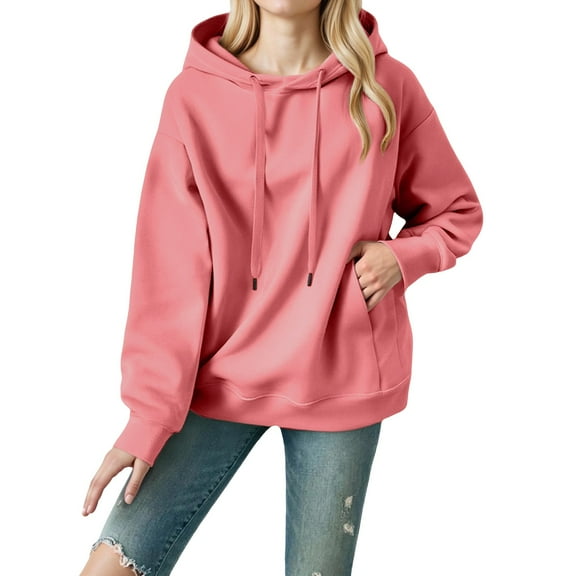 ManxiVoo Women's Thick Sleeve Hooded Sweater Coat Style Top for Autumn and Winter New Comfort Wear S Size Pink