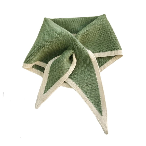 ManxiVoo Women's Triangle Knit Scarf Soft Winter Neck Warmer Cross Front Design Lightweight Comfortable for Outdoor Activities Green