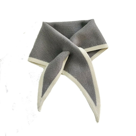 ManxiVoo Women's Triangle Knit Scarf Soft Winter Neck Warmer Cross Front Design Lightweight Comfortable for Outdoor Activities Grey