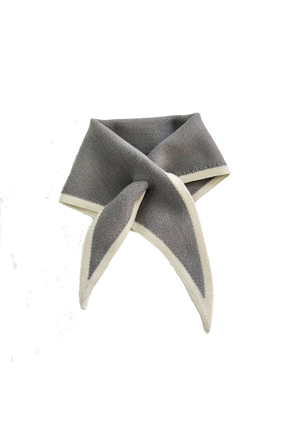 Women's Triangle Knit Scarf Soft Winter Neck Warmer Cross Front Design Lightweight Comfortable for Outdoor Activities Grey