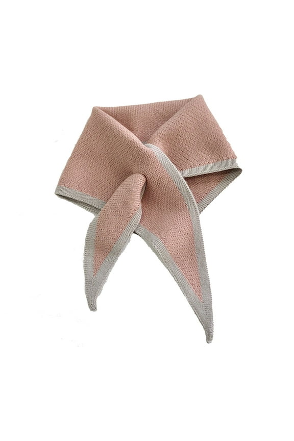 Women's Triangle Knit Scarf Soft Winter Neck Warmer Cross Front Design Lightweight Comfortable for Outdoor Activities Pink