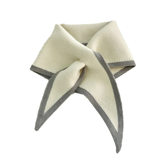 ManxiVoo Women's Triangle Knit Scarf Soft Winter Neck Warmer Cross Front Design Lightweight Comfortable for Outdoor Activities White