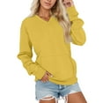 thumbnail image 1 of ManxiVoo Women's V Neck Pocket Sweatshirt Oversized Soft Comfortable Fall Winter Fleece Lined Top No Hood Casual Wear XXL Size Yellow, 1 of 4