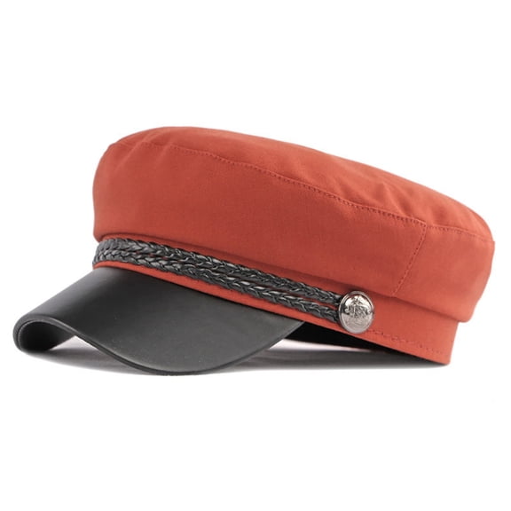 ManxiVoo Women's Vintage Style Flat Top Cap with Classic Brim Two Tone Design Adjustable Headband for Smart Casual Wear Wine