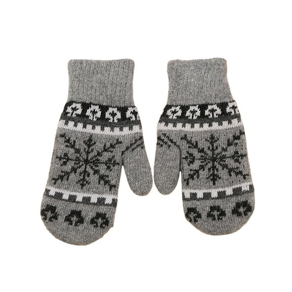 ManxiVoo Women's Winter Knit Gloves with Upgraded Lining Full Fingers Warm Thermal Snowflake Design for Daily Use Dark Gray