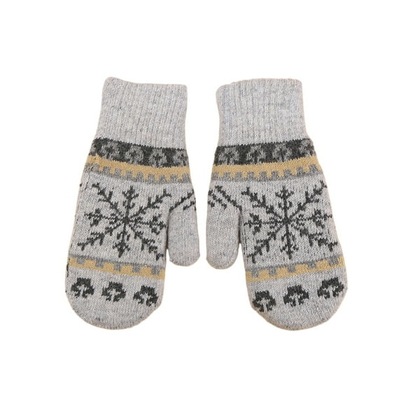 ManxiVoo Women's Winter Knit Gloves with Upgraded Lining Full Fingers Warm Thermal Snowflake Design for Daily Use Grey