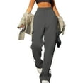 thumbnail image 1 of ManxiVoo Womens Casual Elastic Waist Sport Pants with Side Pockets Loose Fit Long Trousers Comfortable Daily Wear L Size Dark Gray, 1 of 5