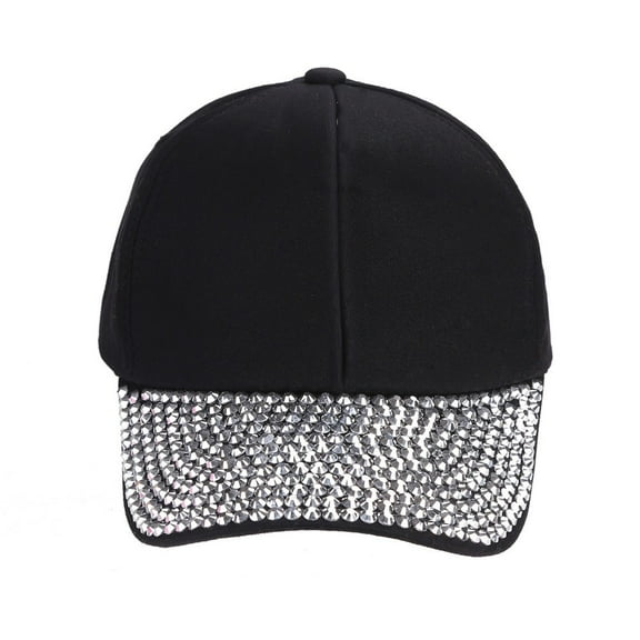 ManxiVoo Womens Fashion Baseball Cap with Rhinestone Paw Design and Snapback for Everyday Casual Wear Black