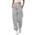 thumbnail image 1 of ManxiVoo Womens High Waisted Wide Leg Joggers with Pockets Comfortable Workout Trousers S Size Grey, 1 of 8