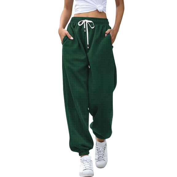 ManxiVoo Womens High Waisted Wide Leg Joggers with Pockets Comfortable Workout Trousers XXL Size Green