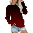 thumbnail image 1 of ManxiVoo Womens Hoodless Pocket Sweatshirt Casual Soft Thermal Pullover Top for Everyday Wear M Size Wine, 1 of 5