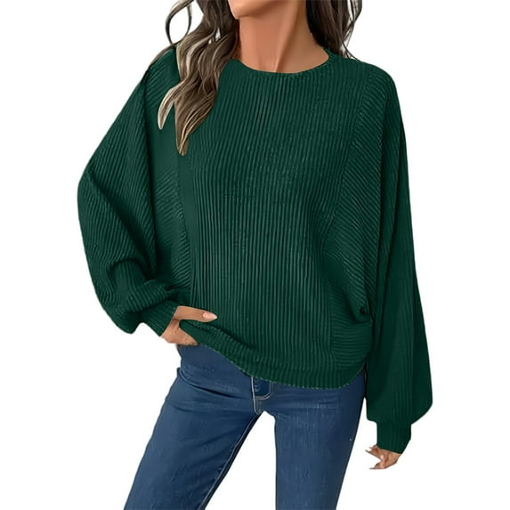 ManxiVoo Womens Long Sleeve Crew Neck Loose Fit T Shirt Solid Color Casual Fall Top Comfortable Everyday Basic Work Wear Essential L Size Blackish Green
