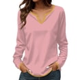thumbnail image 1 of ManxiVoo Womens Long Sleeve V Neck Shirt in Contrast Stitching Detail for a Versatile Layering Piece and Office Wear XXL Size Hot Pink, 1 of 5