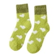 thumbnail image 1 of ManxiVoo Womens Mid Crew Socks With Plush Fleece Lining Thermal Insulated Winter Wear NonSlip Grips Heart Pattern Cozy Home Sleep Socks Green, 1 of 7