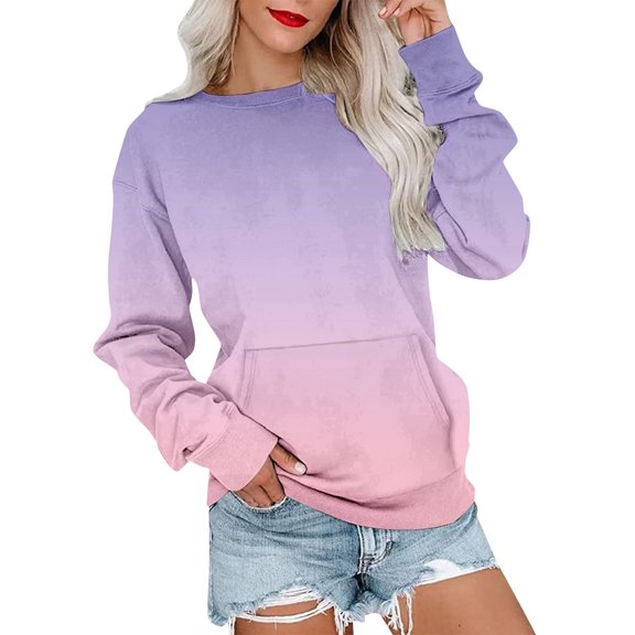ManxiVoo Womens No Hood Pocket Sweatshirt Cozy Fall Winter Fashion Top with Front Pouch L Size PK1