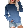 thumbnail image 1 of ManxiVoo Womens No Hood Pocket Sweatshirt Cozy Fall Winter Fashion Top with Front Pouch XL Size Dark Blue, 1 of 5
