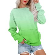 ManxiVoo Womens No Hood Pocket Sweatshirt Cozy Fall Winter Fashion Top with Front Pouch XXL Size Green