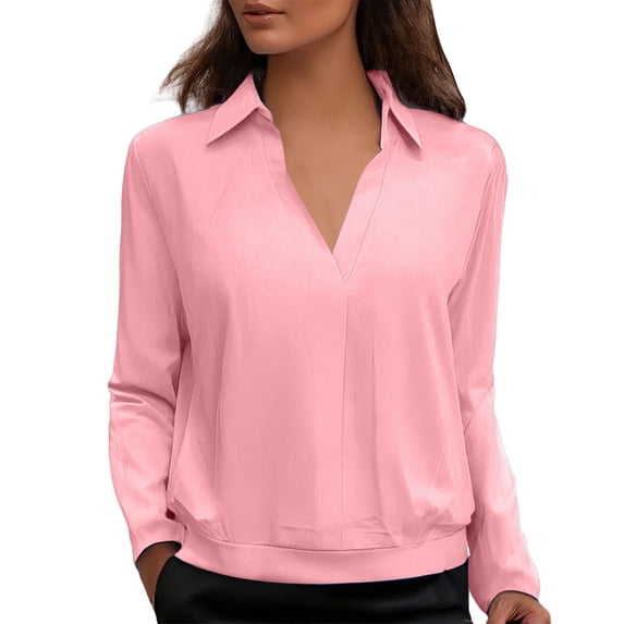 ManxiVoo Womens Regular Fit Button Down Shirt Long Sleeve Cotton Blouse Wrinkle Resistant Comfortable Everyday Work Wear Essential Top S Size Pink