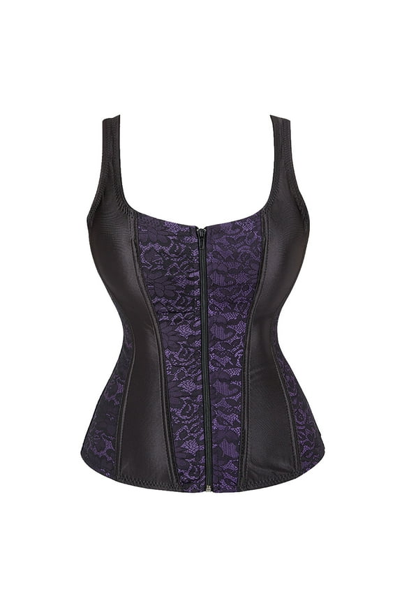 Womens Satin Corset Top Strapless Boned Bodyshaper Tummy Control Shapewear Plus Size Bustier for Evening Wear XXL Size Purple