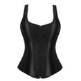 thumbnail image 1 of ManxiVoo Womens Satin Corset Top Strapless Boned Bodyshaper Tummy Control Shapewear Plus Size Bustier for Evening Wear XXXXL Size Black, 1 of 2